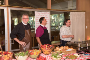 Fr. David, Bishop Rickel, and chef Josef Hinkofer